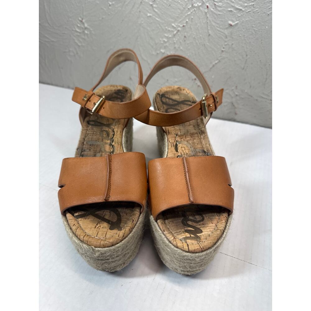 Sam Edelman Maura Tan Leather Espadrille Wedge Shoes Womens Size 10M